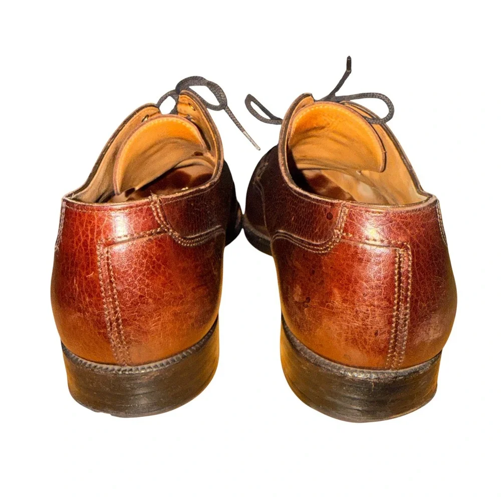 Peal & Co Brooks Brothers Dress Shoes Mens 9D Pre-Owned Derby Brown Pebble Grain